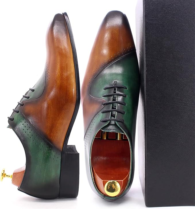 Men's Brown & Purple Leather Formal Oxford Shoes