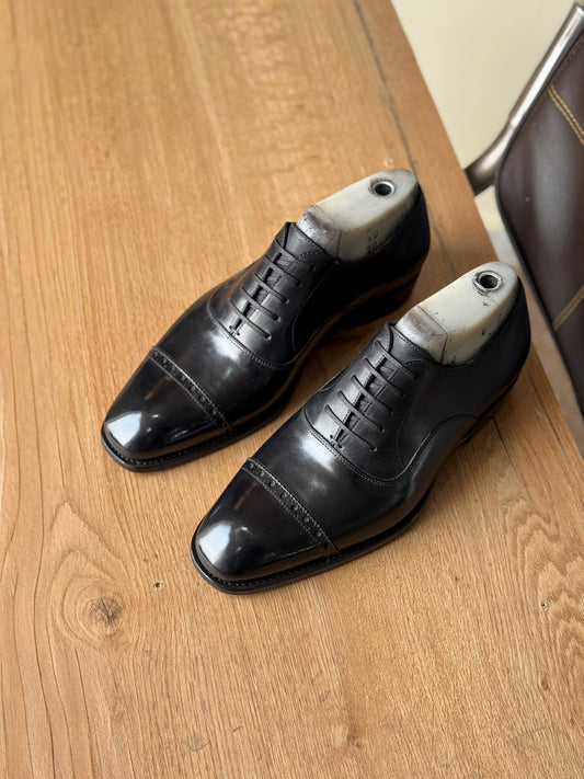 Black Brogue Cap Toe Oxfords