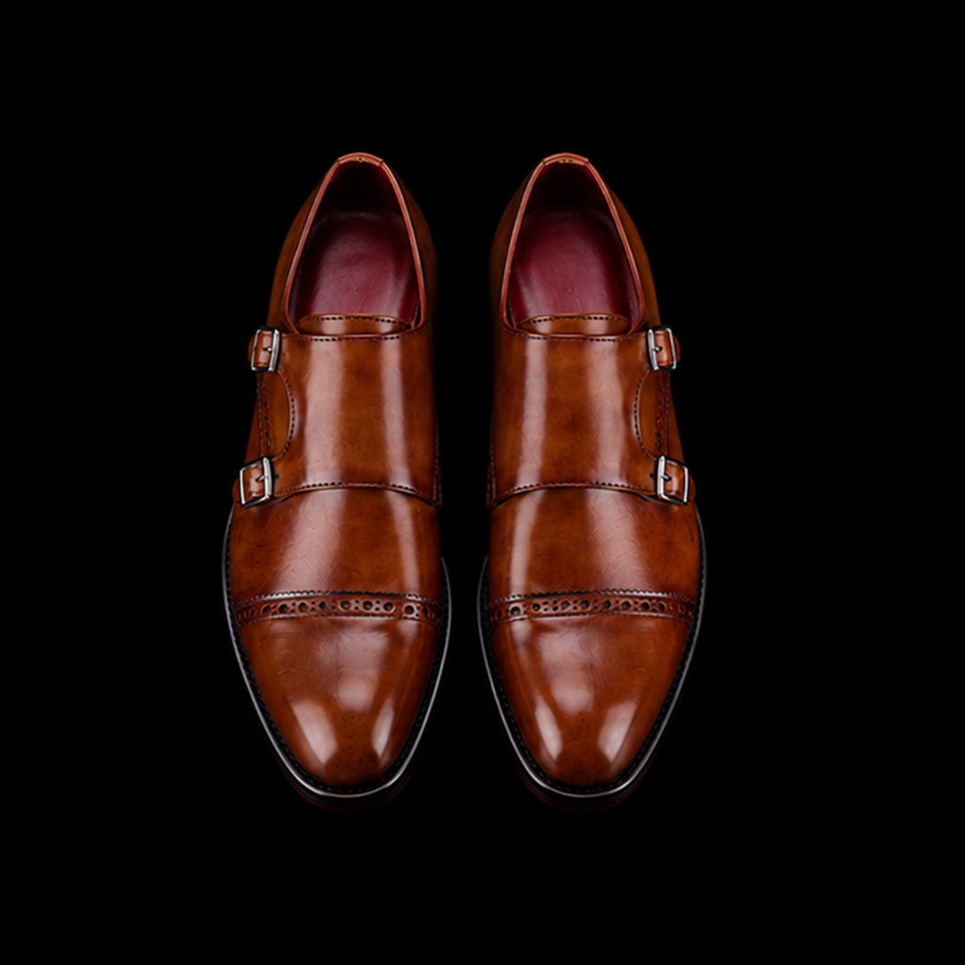 Cap Toe Double Monk Strap – Brown