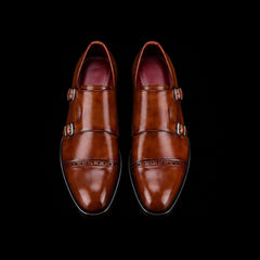 Cap Toe Double Monk Strap – Brown
