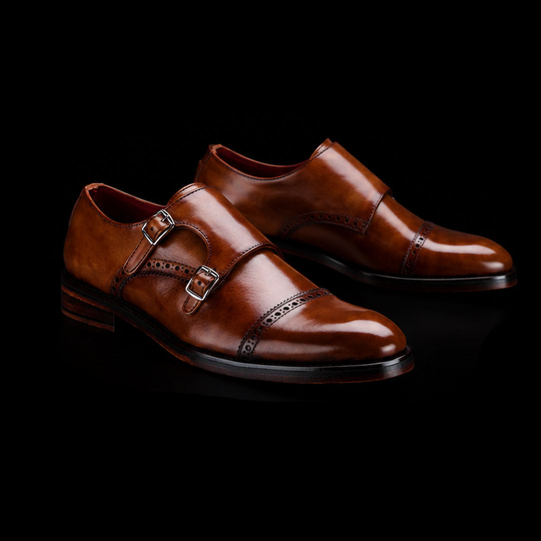 Cap Toe Double Monk Strap – Brown