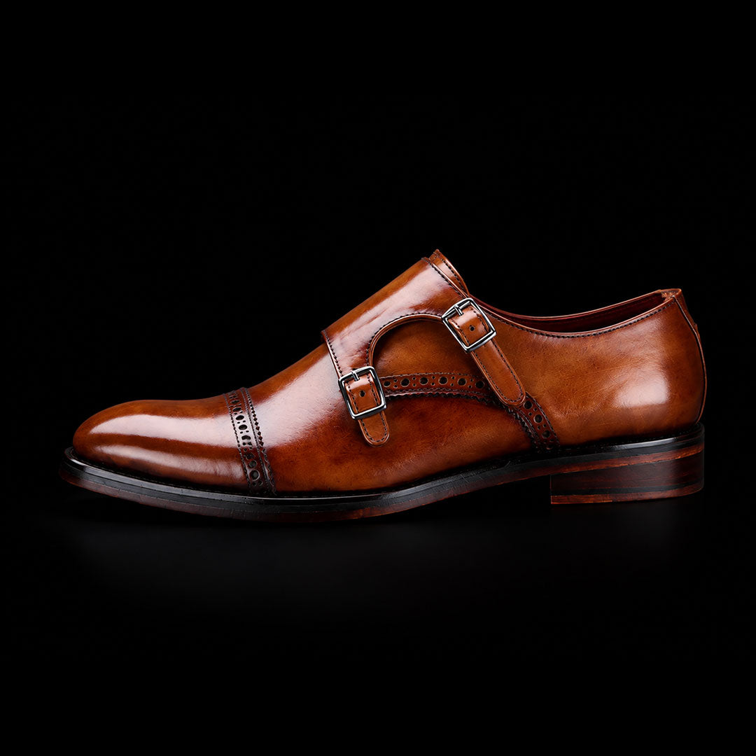 Cap Toe Double Monk Strap – Brown