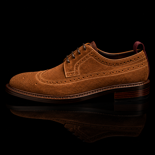 Handmade Men's Brown Suede Leather Oxford Shoes