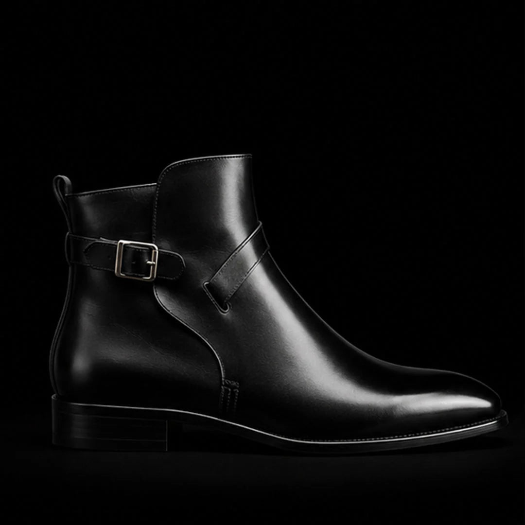Handmade Men's Black Leather Ankle High Jodhpur Boots