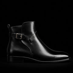 Handmade Men's Black Leather Ankle High Jodhpur Boots