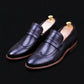 Handmade Men's Black Leather Penny Loafers