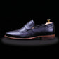 Handmade Men's Black Leather Penny Loafers