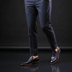 Handmade Men's Black Leather Penny Loafers