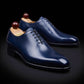 Handmade Men's Blue Patina Leather Formal Shoes