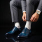Handmade Men's Blue Patina Leather Formal Shoes