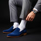 Handmade Men's Blue Suede Leather Moccasin Loafers