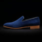 Handmade Men's Blue Suede Leather Moccasin Loafers