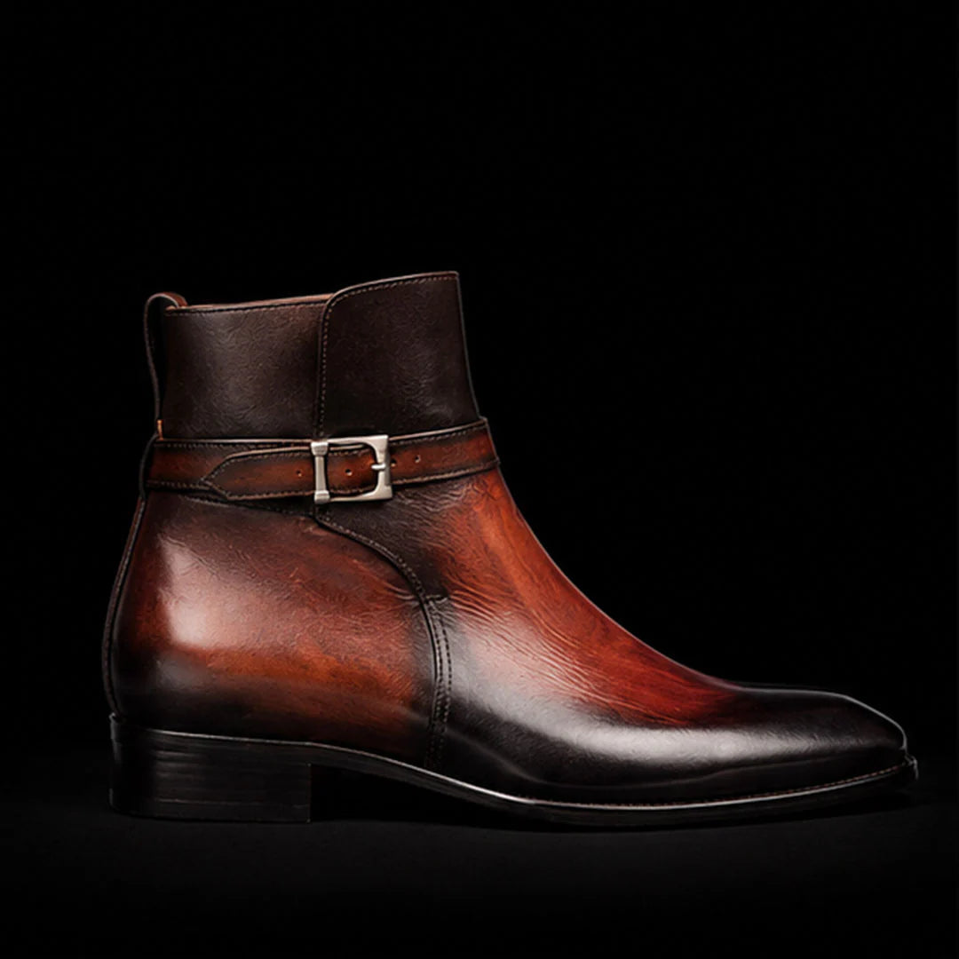 Handmade Men's Brown Patina Leather Jodhpur Boots