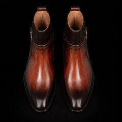 Handmade Men's Brown Patina Leather Jodhpur Boots