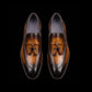 Handmade Men's Brown Patina Leather Tassel Loafers