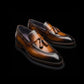 Handmade Men's Brown Patina Leather Tassel Loafers