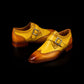 Handmade Men's Brown & Yellow Leather Monk Buckle Shoes