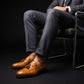 Handmade Men's Tan Brown Ostrich Leather Tassel Loafers