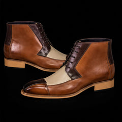 Handmade Men's Tri Tone Genuine Leather Boots