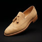 Men's Beige Suede Leather Tassel Loafers