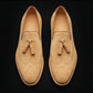 Men's Beige Suede Leather Tassel Loafers
