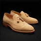Men's Beige Suede Leather Tassel Loafers