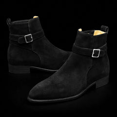 Men's Black Suede Leather Jodhpur Boots