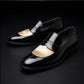 Men's Black & Beige Leather Penny Loafers