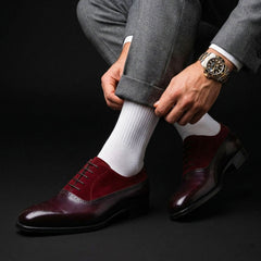 Men's Black & Maroon Suede Leather Oxford Shoes