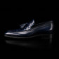 Men's Blue Alligator Texture Leather Tassel Loafers