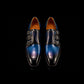 Men's Blue Patina Leather Triple Monk Dress Shoes