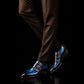 Men's Blue Patina Leather Triple Monk Dress Shoes