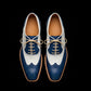 Men's Blue & White Leather Oxford Spectator Shoes