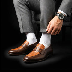 Men's Brown Alligator Leather Penny Loafers