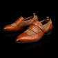 Men's Brown Brogue Wingtip Monk Shoes