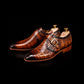 Men's Brown Crocodile Texture Leather Monk Shoes