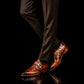 Men's Brown Crocodile Texture Leather Monk Shoes