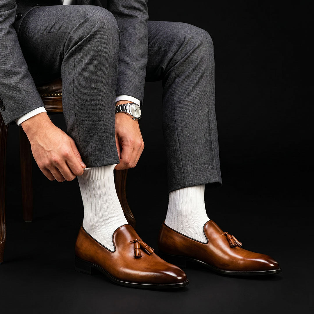 Men's Brown Leather Chaplin Tassel Loafers