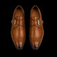 Men's Brown Leather Oxford Wingtip Monk Shoes