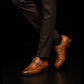 Men's Brown Leather Oxford Wingtip Monk Shoes