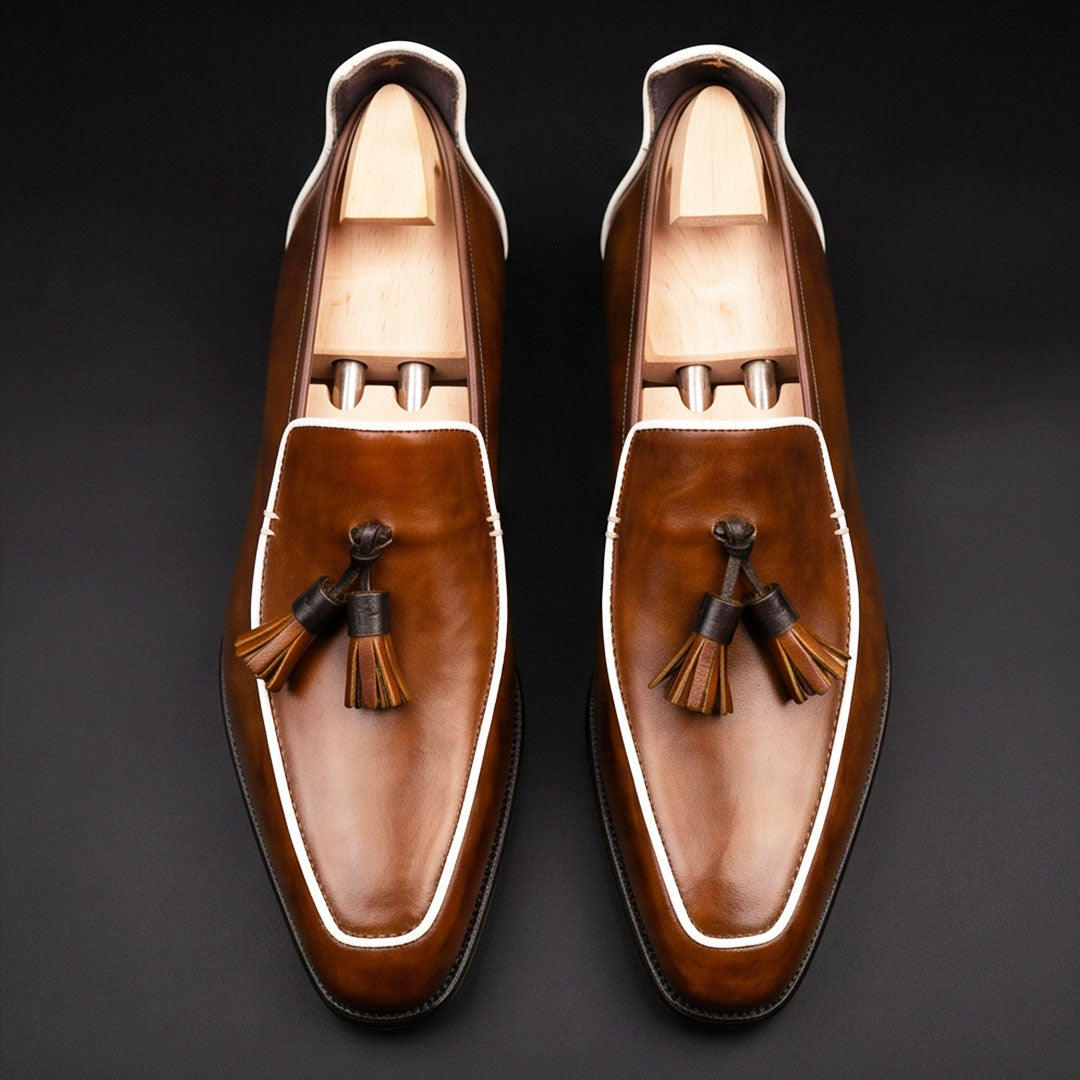 Men's Brown Leather Tasseled Moccasin Loafers