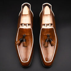 Men's Brown Leather Tasseled Moccasin Loafers