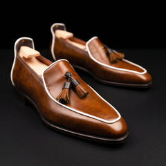 Men's Brown Leather Tasseled Moccasin Loafers