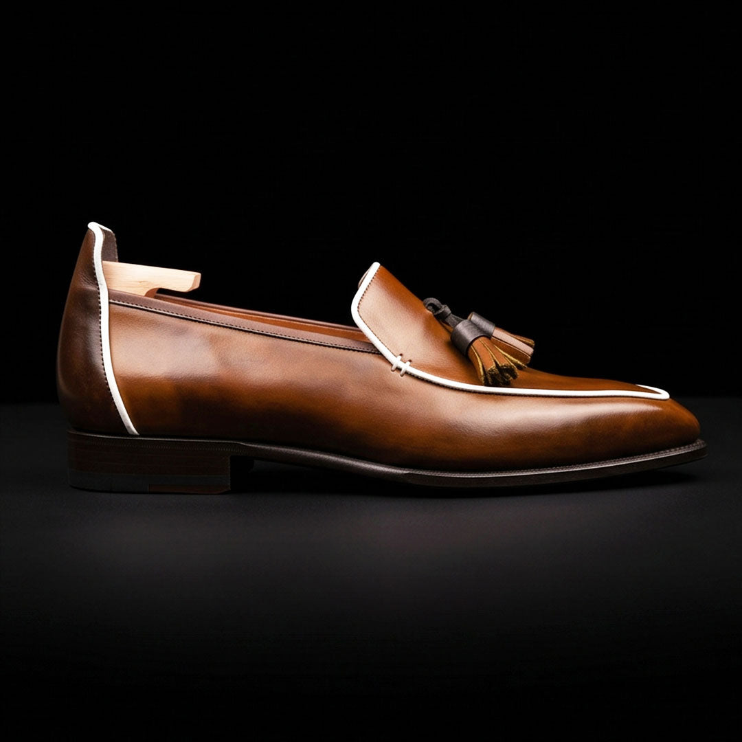 Men's Brown Leather Tasseled Moccasin Loafers
