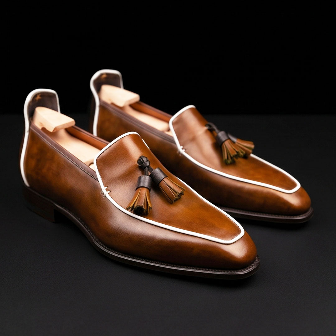 Men's Brown Leather Tasseled Moccasin Loafers