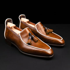Men's Brown Leather Tasseled Moccasin Loafers