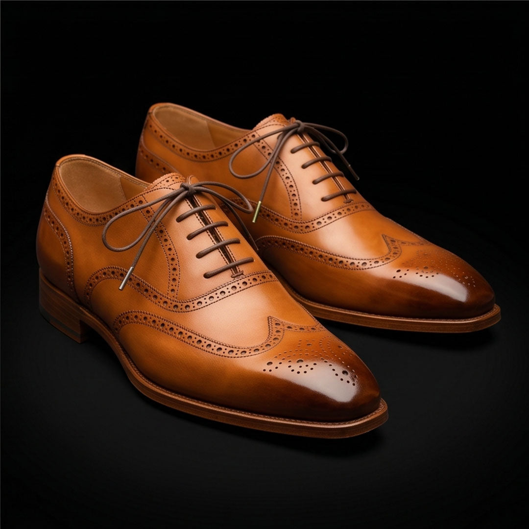 Men's Brown Leather Wingtip Brogue Oxford Shoes US 14.5 | UK 14