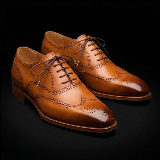 Men's Brown Leather Wingtip Brogue Oxford Shoes