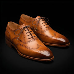 Men's Brown Leather Wingtip Brogue Oxford Shoes
