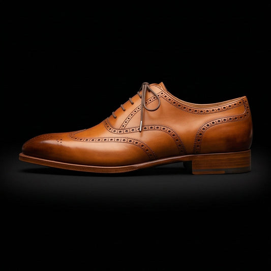Men's Brown Leather Wingtip Brogue Oxford Shoes
